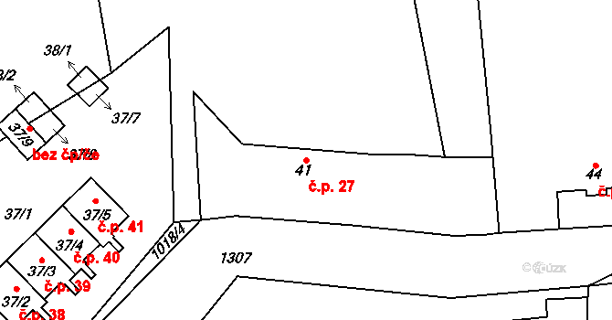 Pláň 27, Ostrov u Bezdružic na parcele st. 41 v KÚ Pláň, Katastrální mapa