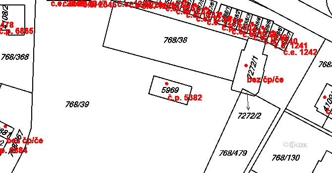 Zlín 5382 na parcele st. 5969 v KÚ Zlín, Katastrální mapa