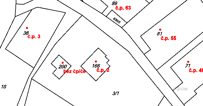 Bítov 2 na parcele st. 166 v KÚ Bítov u Bílovce, Katastrální mapa