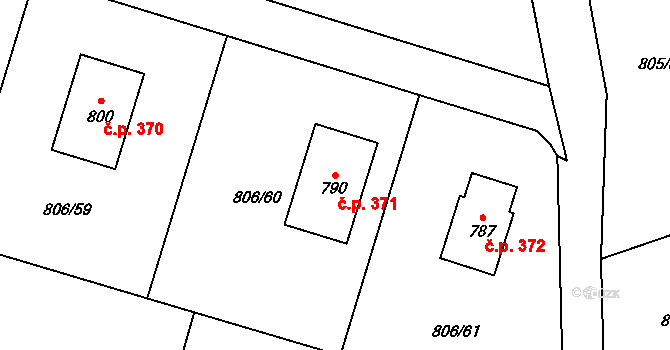 Havlovice 371 na parcele st. 790 v KÚ Havlovice, Katastrální mapa