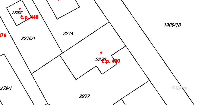 Kopřivnice 480 na parcele st. 2276 v KÚ Kopřivnice, Katastrální mapa
