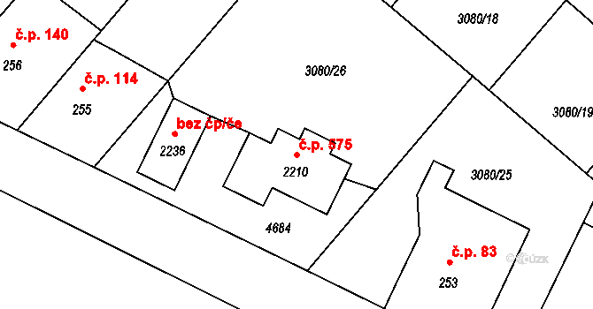 Týnec nad Sázavou 575 na parcele st. 2210 v KÚ Týnec nad Sázavou, Katastrální mapa