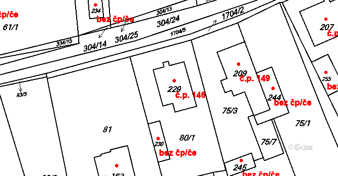 Petrovice 146 na parcele st. 229 v KÚ Petrovice u Moravského Krumlova, Katastrální mapa