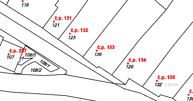Štítary 133 na parcele st. 126 v KÚ Štítary na Moravě, Katastrální mapa