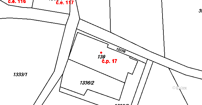 Kroclov 17, Vrábče na parcele st. 139 v KÚ Vrábče, Katastrální mapa