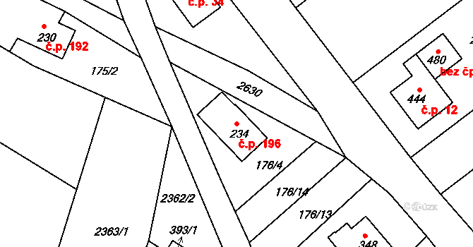 Libá 196 na parcele st. 234 v KÚ Libá, Katastrální mapa