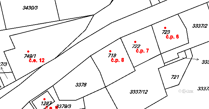 Nové Město 8, Jáchymov na parcele st. 719 v KÚ Jáchymov, Katastrální mapa