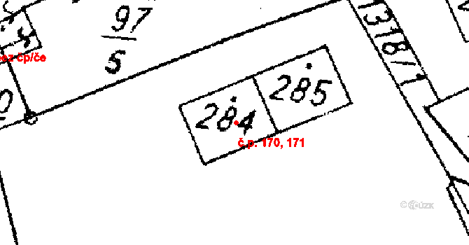 Markvartice 170,171, Jablonné v Podještědí na parcele st. 284 v KÚ Markvartice v Podještědí, Katastrální mapa