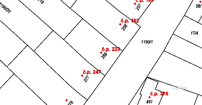 Násedlovice 223 na parcele st. 259 v KÚ Násedlovice, Katastrální mapa
