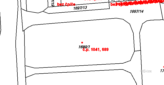 Třeboň II 689,1041, Třeboň na parcele st. 1699/1 v KÚ Třeboň, Katastrální mapa