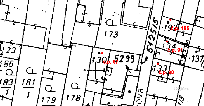 Černošín 87 na parcele st. 130 v KÚ Černošín, Katastrální mapa