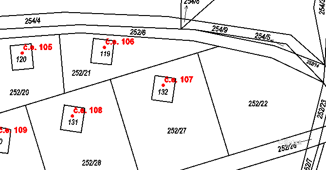 Říčky 107, Orlické Podhůří na parcele st. 132 v KÚ Říčky u Orlického Podhůří, Katastrální mapa
