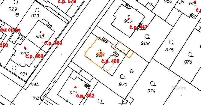 Poděbrady II 400, Poděbrady na parcele st. 969 v KÚ Poděbrady, Katastrální mapa