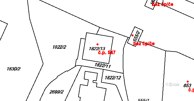 Vimperk II 547, Vimperk na parcele st. 1822/13 v KÚ Vimperk, Katastrální mapa