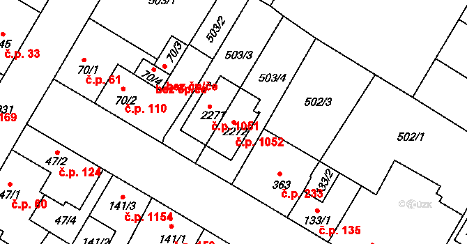Sezimovo Ústí 1052 na parcele st. 2272 v KÚ Sezimovo Ústí, Katastrální mapa
