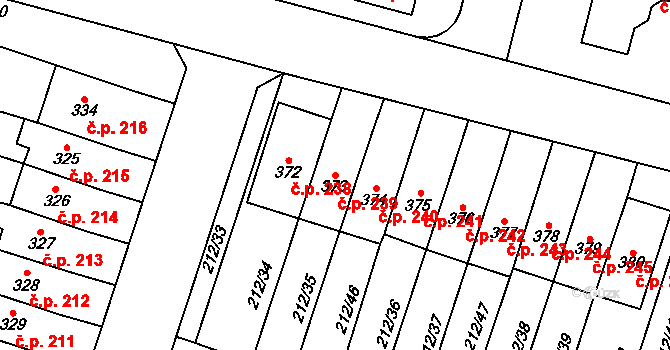Domamyslice 239, Prostějov na parcele st. 373 v KÚ Domamyslice, Katastrální mapa