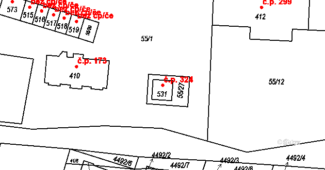 Opatov 324 na parcele st. 531 v KÚ Opatov na Moravě, Katastrální mapa