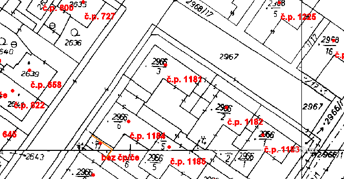 Poděbrady III 1181, Poděbrady na parcele st. 2966/3 v KÚ Poděbrady, Katastrální mapa