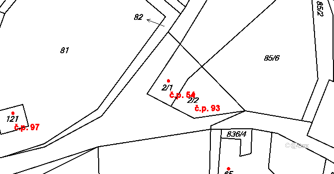 Doubravice 93 na parcele st. 2/2 v KÚ Doubravice u Strakonic, Katastrální mapa