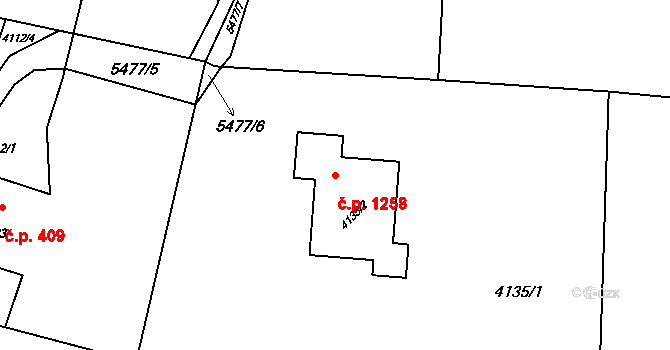 Zubří 1258 na parcele st. 4135/2 v KÚ Zubří, Katastrální mapa