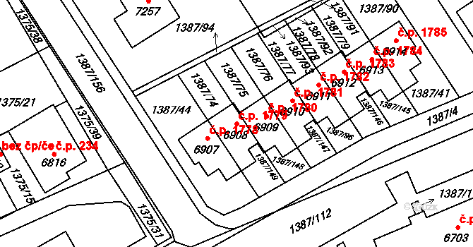 Beroun-Město 1779, Beroun na parcele st. 6908 v KÚ Beroun, Katastrální mapa