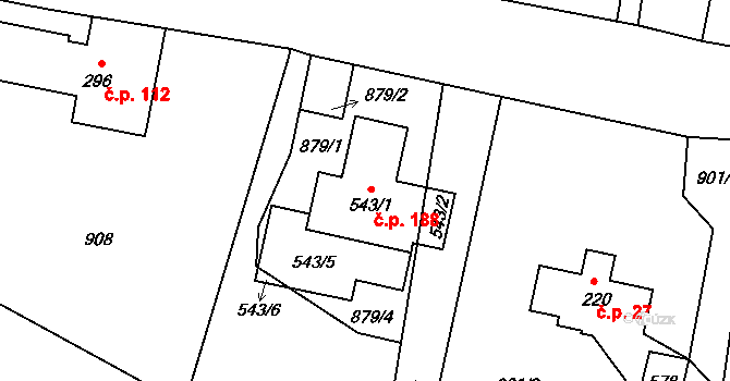 Maršovice 188 na parcele st. 543/1 v KÚ Maršovice u Jablonce nad Nisou, Katastrální mapa