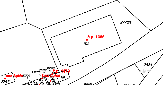 Lipník nad Bečvou I-Město 1388, Lipník nad Bečvou na parcele st. 793 v KÚ Lipník nad Bečvou, Katastrální mapa