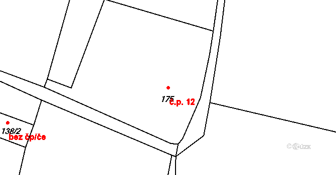 Březí 12, Dražíč na parcele st. 175 v KÚ Dražíč, Katastrální mapa