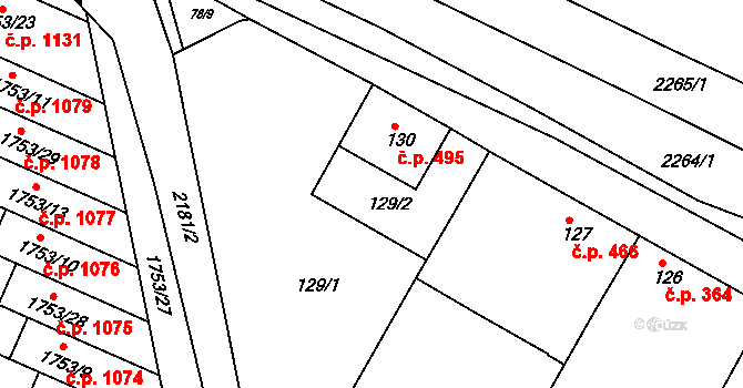 Svatobořice-Mistřín 38728214 na parcele st. 129/2 v KÚ Svatobořice, Katastrální mapa