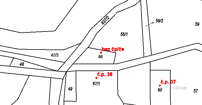 Vacov 39949214 na parcele st. 66 v KÚ Nespice, Katastrální mapa