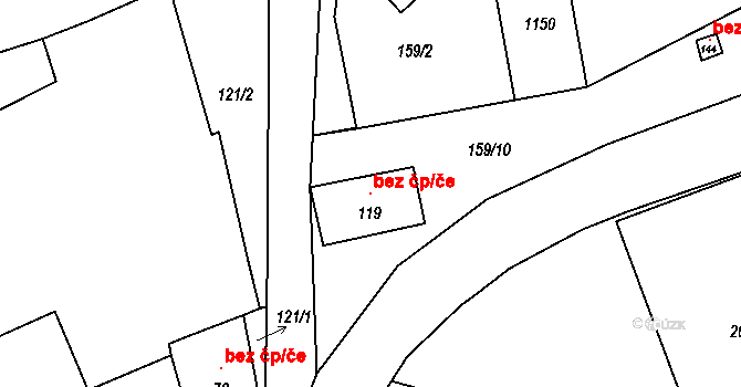 Chožov 40017214 na parcele st. 119 v KÚ Chožov, Katastrální mapa