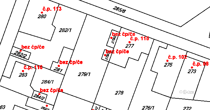 Plzeň 40243214 na parcele st. 279/3 v KÚ Bukovec, Katastrální mapa
