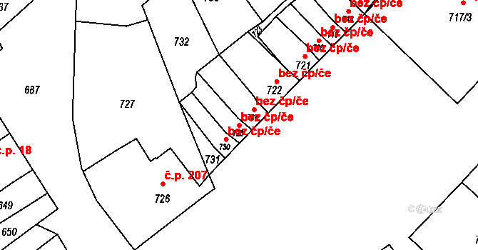 Týnec 40822214 na parcele st. 725 v KÚ Týnec na Moravě, Katastrální mapa