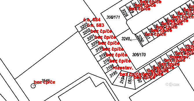 Čáslav 41742214 na parcele st. 3199 v KÚ Čáslav, Katastrální mapa