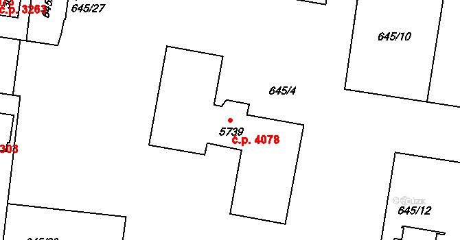 Zlín 4078 na parcele st. 5739 v KÚ Zlín, Katastrální mapa