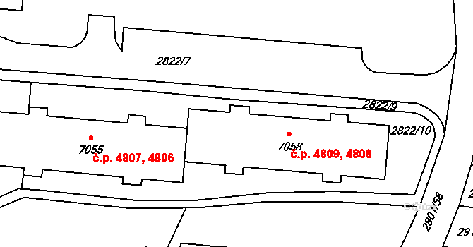 Zlín 4808,4809 na parcele st. 7058 v KÚ Zlín, Katastrální mapa