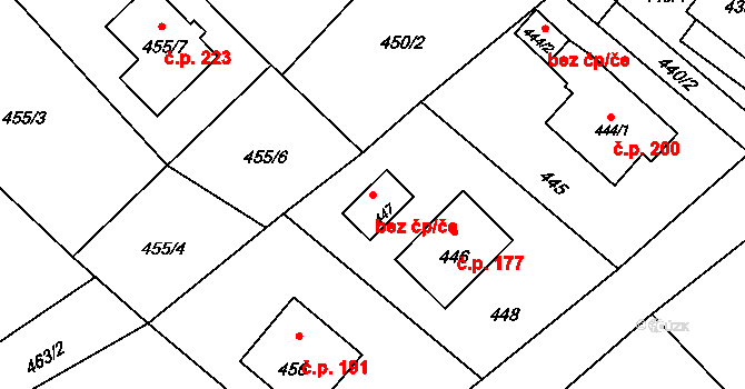 Děhylov 43738214 na parcele st. 447 v KÚ Děhylov, Katastrální mapa