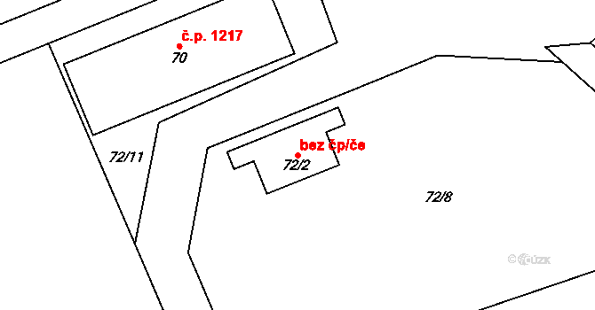 Bystřice nad Pernštejnem 44143214 na parcele st. 72/2 v KÚ Domanínek, Katastrální mapa