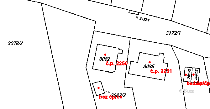Předměstí 2250, Opava na parcele st. 3082 v KÚ Opava-Předměstí, Katastrální mapa