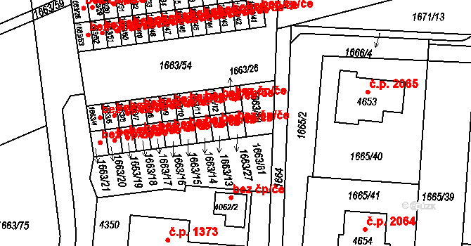 Čelákovice 46116214 na parcele st. 1663/27 v KÚ Čelákovice, Katastrální mapa