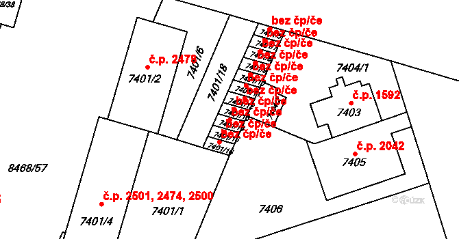 Plzeň 46255214 na parcele st. 7401/14 v KÚ Plzeň, Katastrální mapa