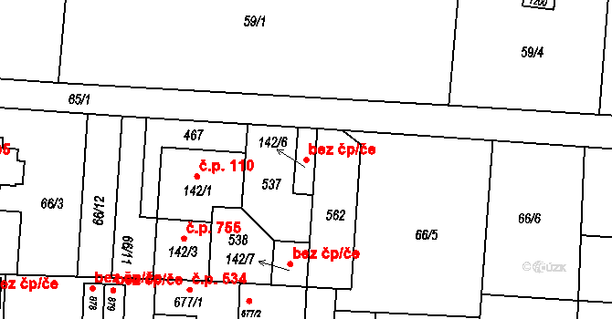 Ostrava 49322214 na parcele st. 142/6 v KÚ Muglinov, Katastrální mapa