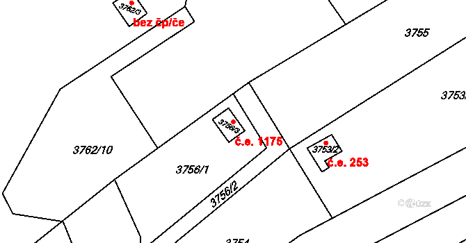 Řečkovice 1175, Brno na parcele st. 3756/3 v KÚ Řečkovice, Katastrální mapa