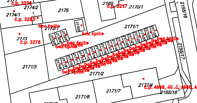 Chomutov 2011 na parcele st. 2171/15 v KÚ Chomutov II, Katastrální mapa