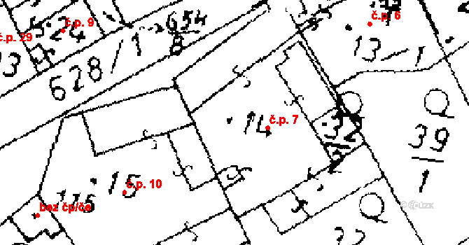 Jemníky 7 na parcele st. 14 v KÚ Jemníky, Katastrální mapa