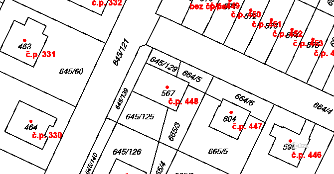 Krčín 448, Nové Město nad Metují na parcele st. 567 v KÚ Krčín, Katastrální mapa