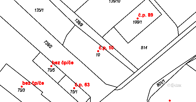 Semonice 10, Jaroměř na parcele st. 10 v KÚ Semonice, Katastrální mapa