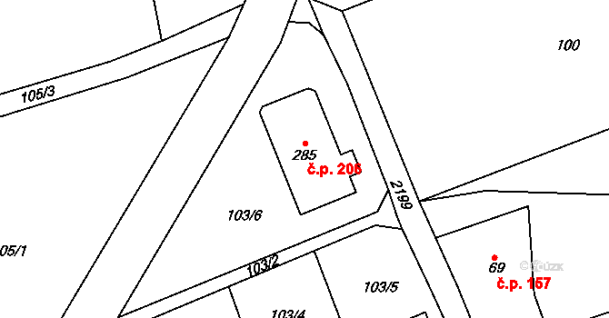 Zdoňov 206, Teplice nad Metují na parcele st. 285 v KÚ Zdoňov, Katastrální mapa