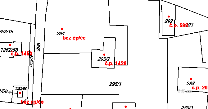 Dolní Lutyně 1426 na parcele st. 295/2 v KÚ Dolní Lutyně, Katastrální mapa