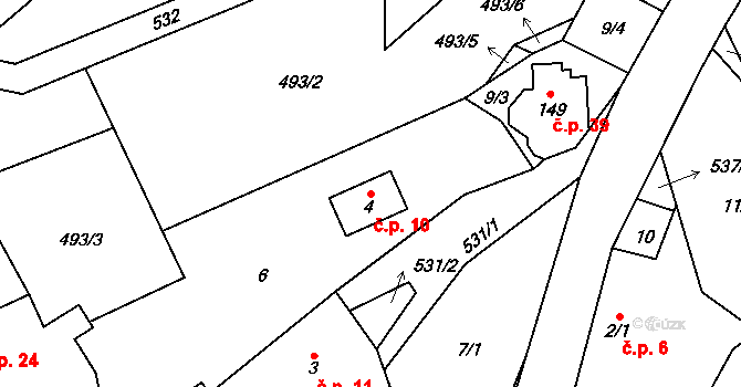 Koňkovice 10, Trpišovice na parcele st. 4 v KÚ Koňkovice, Katastrální mapa